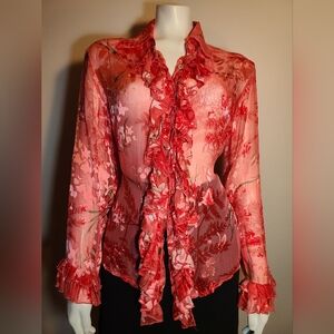 Sheer red top, small, party evening